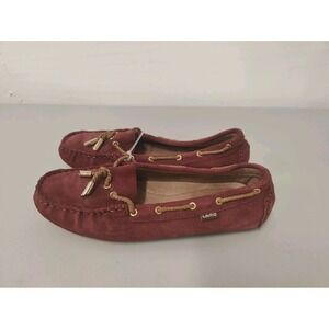 LAMO Driving Loafers Red Leather Suede Slip On Shoes‎ Size 7.5